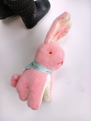 画像1: レトロなうさぎ　さくら色　海を渡ったジャパンラビット　１１ｃｍ