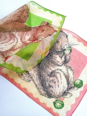 画像4: リスのハンカチ　ヴィンテージ　モスグリーン