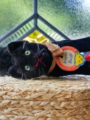 画像1: ベルベットの黒猫　目が点になってるトムキャット　シュタイフ　８，５ｃｍ　