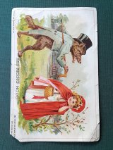 赤ずきんちゃんとオオカミ 　ヴィクトリアンカード＆ブローチ　ライオンコーヒー