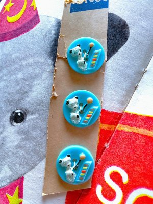 画像1: 木琴を演奏するスーティー SOOTYのボタン　ブルー　３個セット　１、７ｃｍ