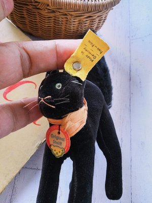 画像5: 目が点になってる黒猫さん　ブラック　トムキャット　小さいベルベット猫　シュタイフ　１０ｃｍ