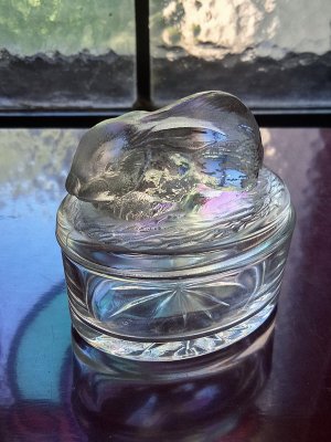 画像2: ガラスのうさぎ　蓋つき容器　フランス