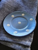 スモールプレート　豆皿　英国　ババクーム　Blue & White Polka Dot　　