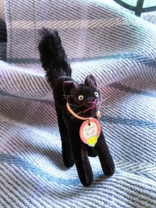 他の写真1: 目が点のベルベットの黒猫　トムキャット 　最小サイズ　シュタイフ　