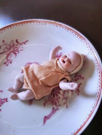 オープンマウスのベビーさん  オールビスク　６，５ｃｍ　アンティーク　 ヘルトヴィヒ　
