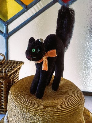 画像2: 目が点のベルベットの黒猫　トムキャット 　最小サイズ　シュタイフ　