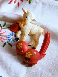 ひつじとあひる　ヴィンテージブローチ　from ENGLAND