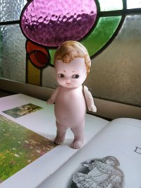 ブロンドの巻き毛が可愛いオールビスクドール　Googly スタイル 　HERTWIG　ジャーマンアンティーク