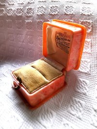 リングボックス　オレンジマーブルのセルロイド　指輪ケース　