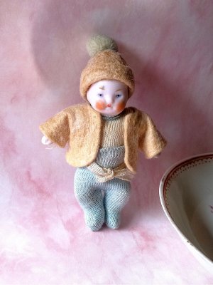 画像1: 青いパンツはいたベビーさん　ビスクドール　ヘルトヴィヒ　HERTWIG