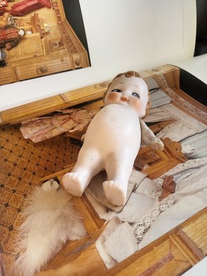 画像5: ブロンドの巻き毛が可愛いビスクドール　Googly スタイル 　HERTWIG　ジャーマンアンティーク