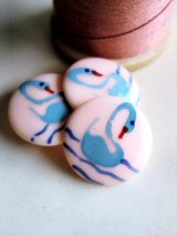 LAST ONE！　水鳥　スワン　ハンドペイント　ヴィンテージボタン