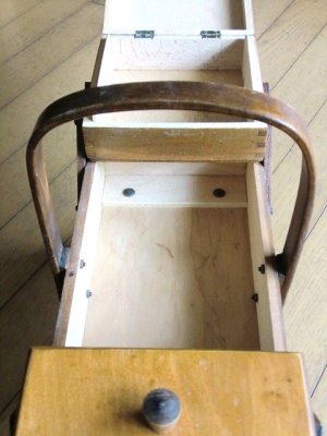 画像4: ヴィンテージ　ソーイングボックス 脚付き 木製