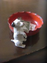子犬のついたアンティークミニトレイ