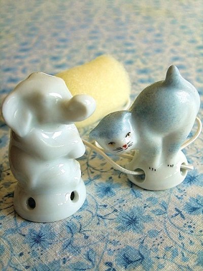 画像1: ドリップキャッチャー　ティ－ポット　ミニチュア　陶器　２点セット　