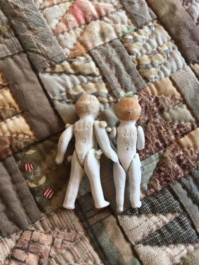 画像2: オールビスク　ミニチュアドール     ２体セット　人形遊び　アンティーク　ドールハウス　　　　　　