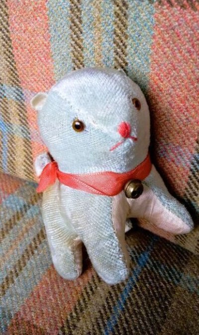 画像2: レトロな子猫のぬいぐるみ　ベビーブルー　ジャパンメイド