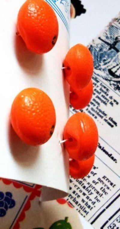 画像3: フレッシュオレンジ　ヴィンテージのガラスボタン