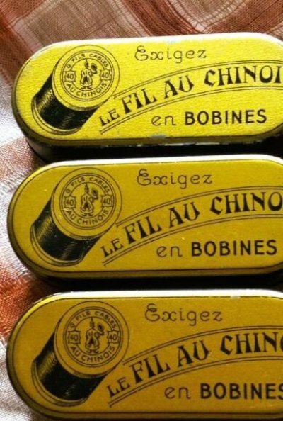画像1: 古い糸入れの缶　フランス　Le fil au chinois 