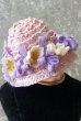 画像1: さくら色のフラワーハット　F　人形用    麦わら帽子  ミニチュアサイズ　 (1)