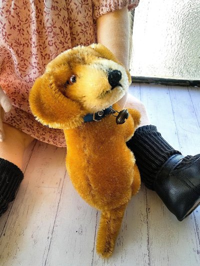 画像1: シュタイフのバジー　仔犬ころころ　お座り　ヴィンテージドッグ　１０ｃｍ