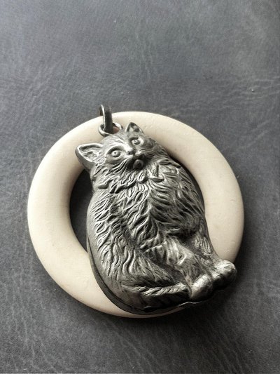 画像3: アンティークの猫のがらがら　ヴィクトリアンキャット　シルバーベビーラトル　　