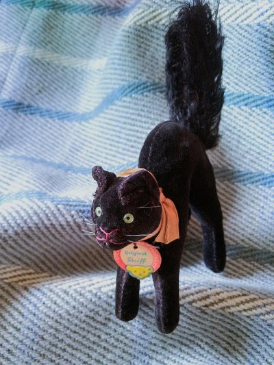 画像2: 目が点のベルベットの黒猫　トムキャット 　最小サイズ　シュタイフ　