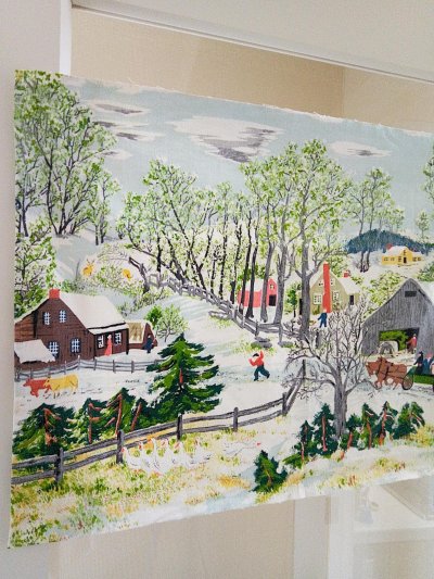 画像1: グランマモーゼスのファブリック バーククロス パッチワーク クラフト素材