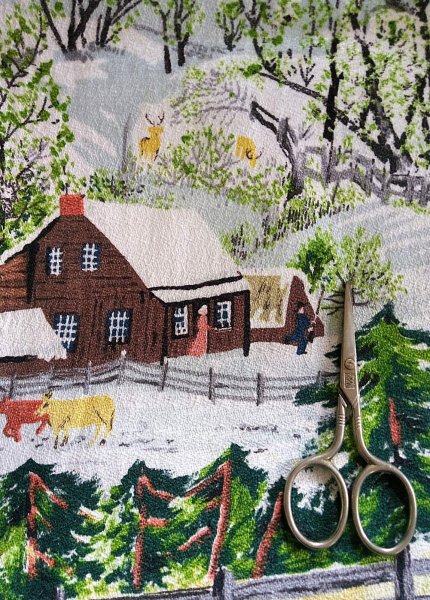 画像2: グランマモーゼスのファブリック バーククロス 　パッチワーク 　クラフト素材 (2)