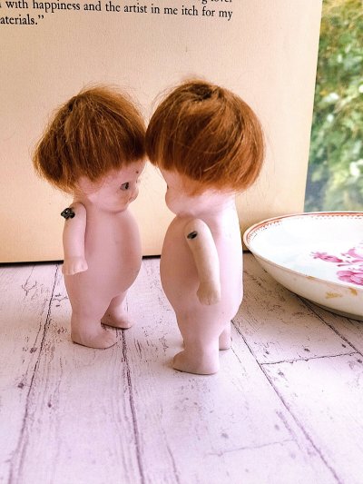 画像1: Hertwig　ビスク ドール　おかっぱ頭の坊や　ふたり　ドイツ　アンティーク