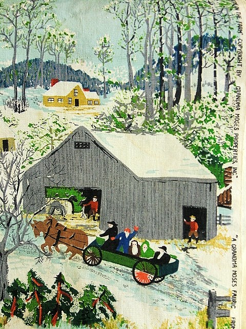 グランマモーゼス 「Early Springtime On The Farm 」布地 １１４ 