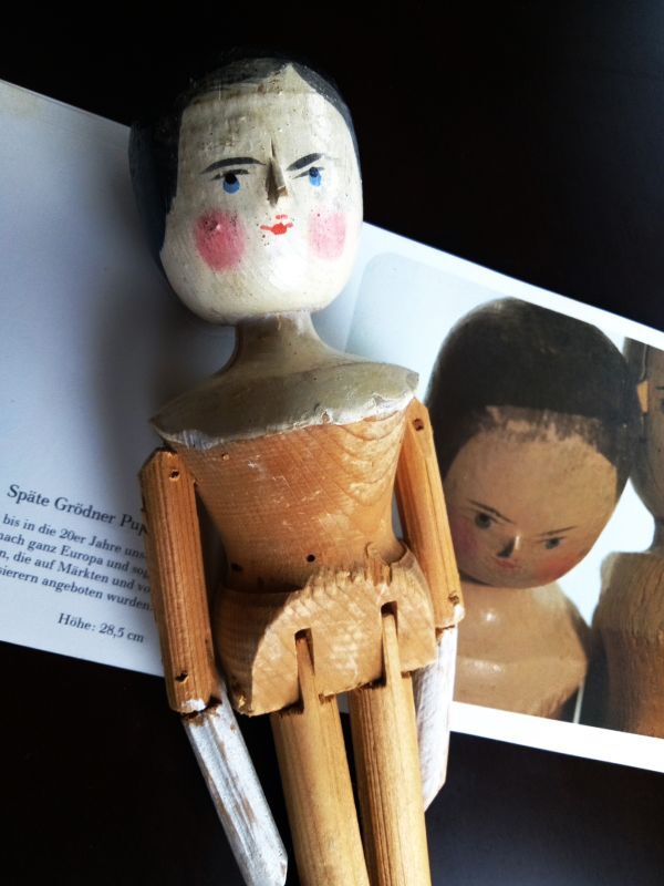 器量よしのペグドール　アンティーク　２９ｃｍ 　人形の家　ウッデンドール